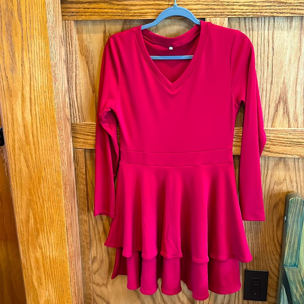 Red Tiered Skirt Dress